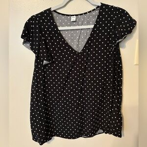 Old Navy Flutter Short Sleeve V-Neck Polka Top